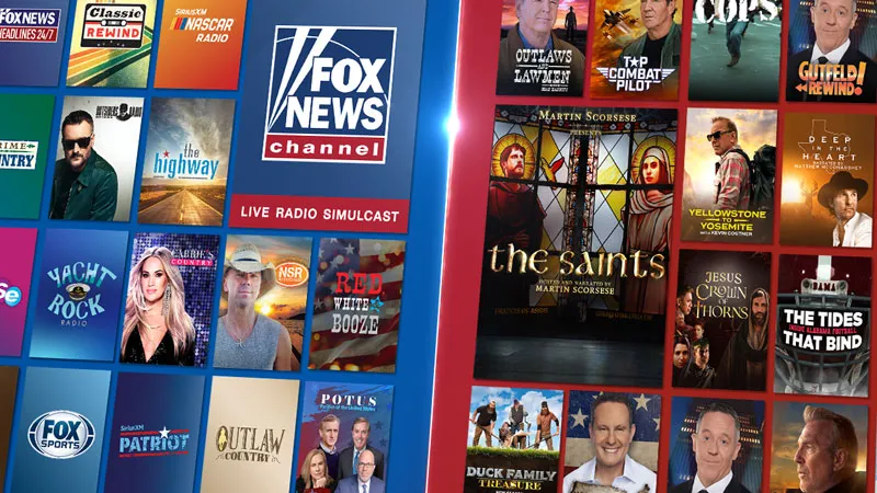 SiriusXM and Fox Nation content